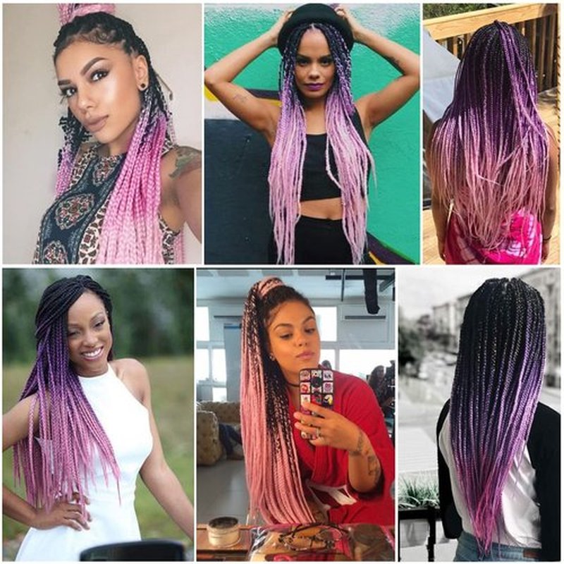 FAYETA Ombre Pre Stretched Braiding Hair, 28''-8 packs Silky Color Blend Braid Hair Extensions, 100% Synthetic Crochet Hair Braids