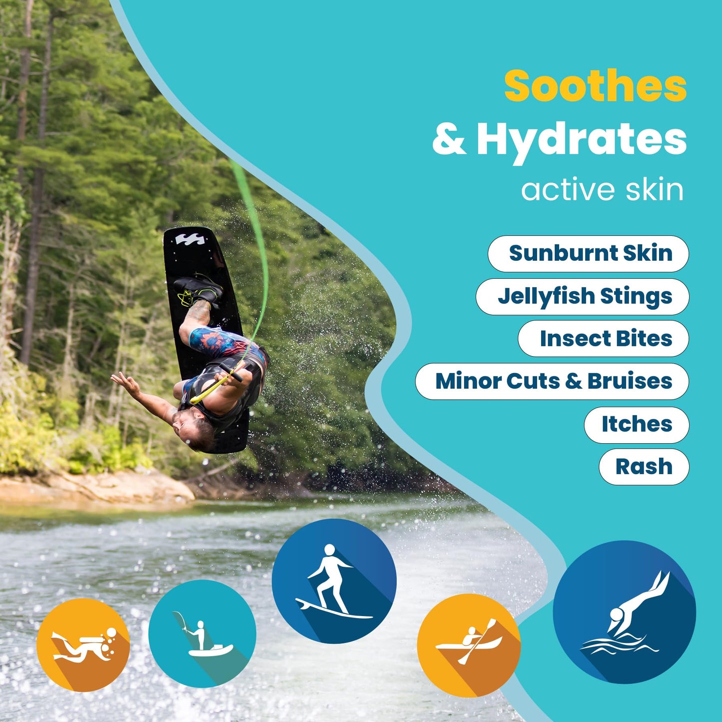 STREAM 2 SEA Sun & Sting Soothing Gel — Sunburn, Insect Bite & Jellyfish Sting After-Sun Care, Antioxidant Blend with Aloe, Green Tea & Wakame, Biodegradable Travel Size 3-Pack, 7.5 Fl Oz Total