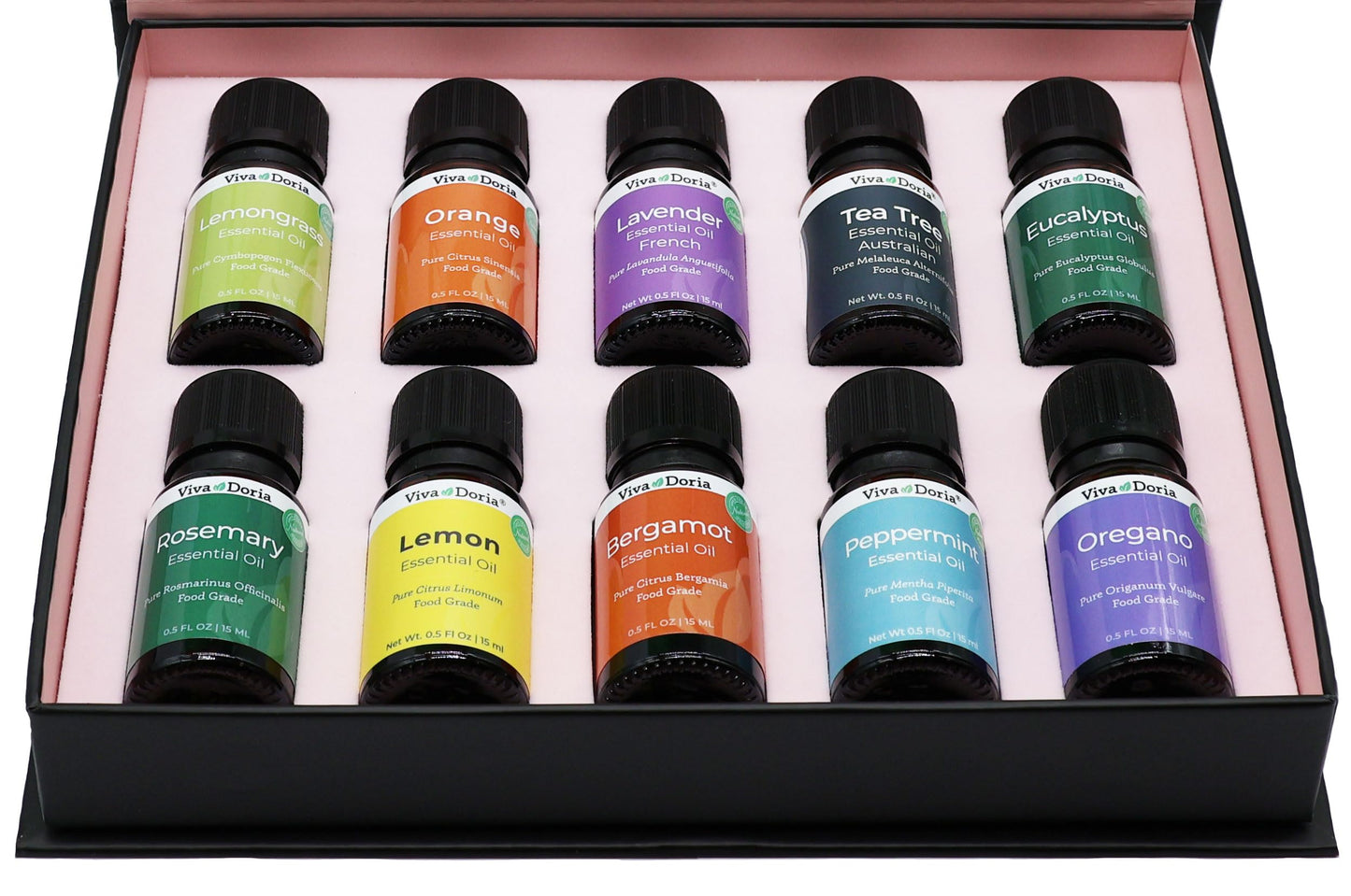 Viva Doria Food Grade Essential Oil Set - Top 10 Blends for Diffusers, Home Care, Candle Making Scents, Fragrance, Aromatherapy, Humidifiers