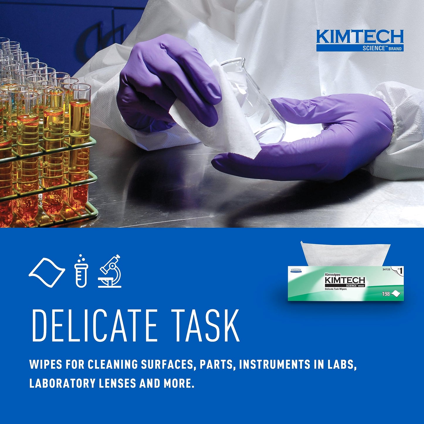 Kimtech Science Kimwipes Disposable Task Wipers 11-4/5 x 11-4/5" 34133, 15 Pack, 2940 Wipes