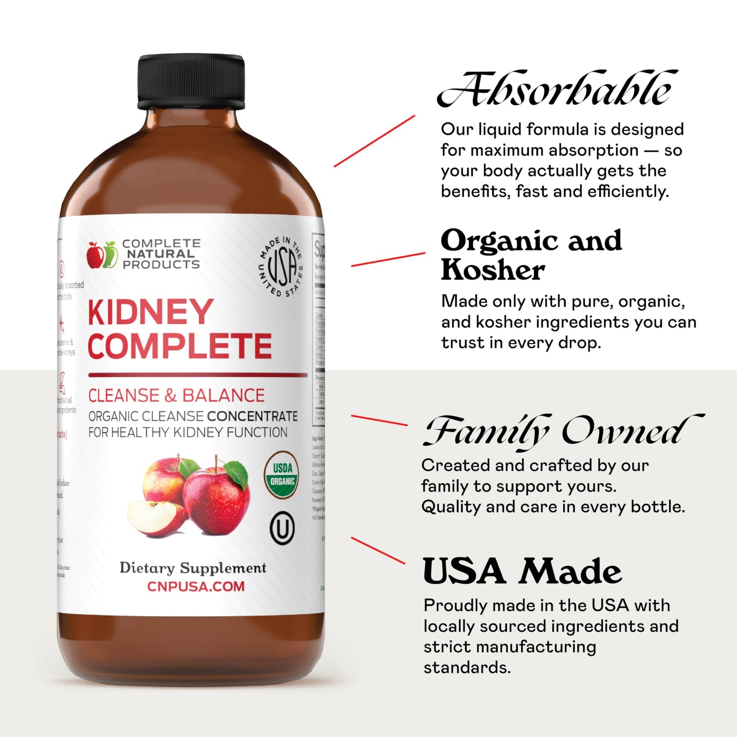 CNP | Kidney Complete Liquid 16oz - ACV, Lemon, Chanca Piedra Cleanse Aid