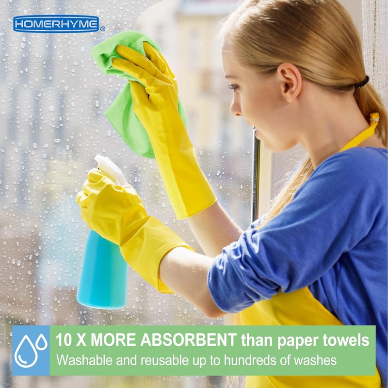 Microfiber Cleaning Cloths - 12 Pack Lint-Free Reusable Towels | 12" x 11" for Home & Kitchen Cleaning