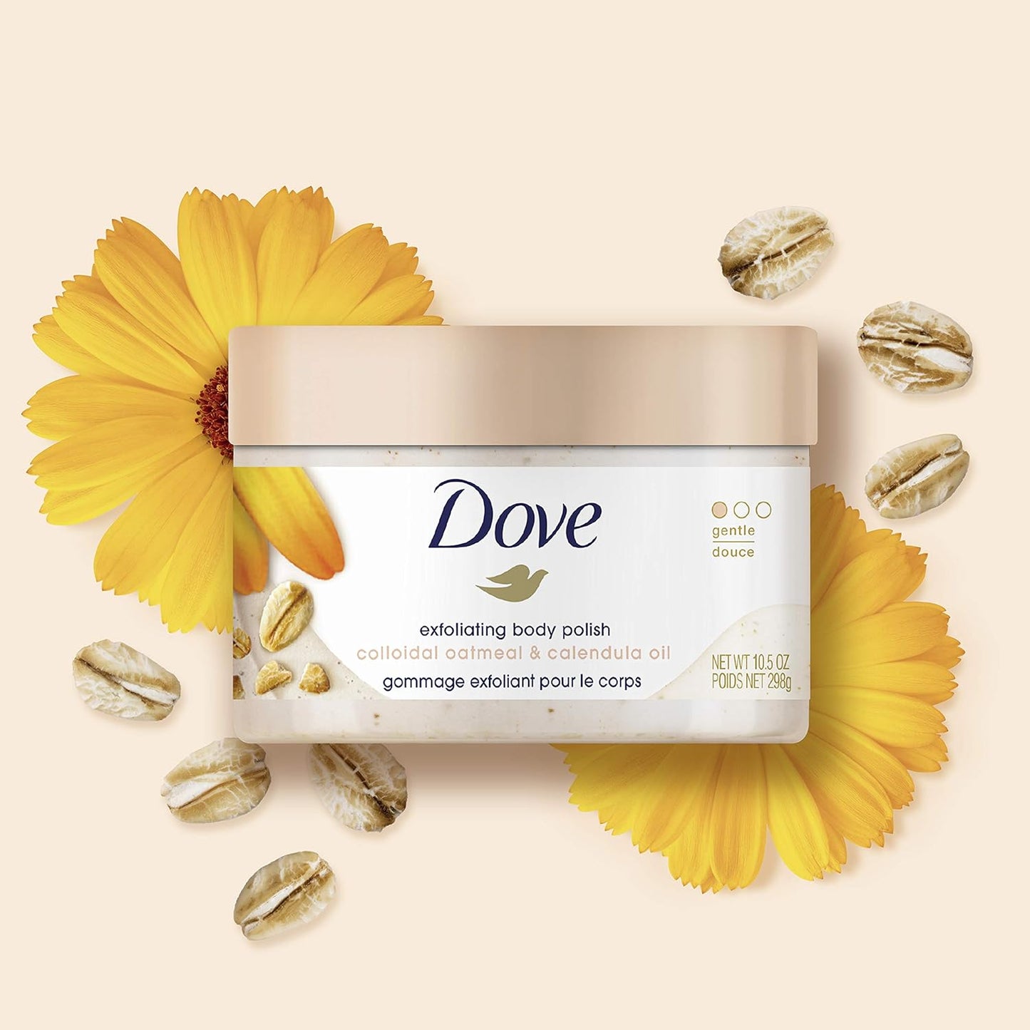 Dove Exfoliating Body Polish Scrub with Almond & Mango Butter - 10.5 oz (4 Count) for Dry Skin