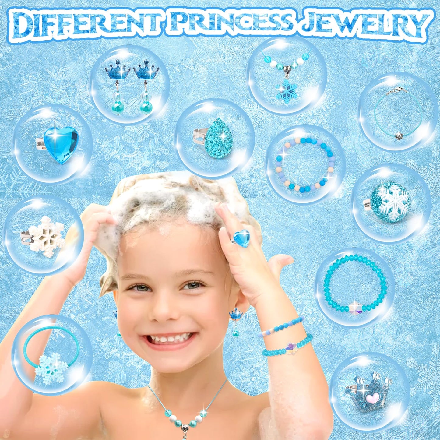 Bath Bombs for Kids with Surprise Inside Princess Toys Natural Bath Bombs Handmade Spa Organic Bubble Bath Bomb Bath Fizzy with Jewelry Set Girls Birthday Christmas Gift