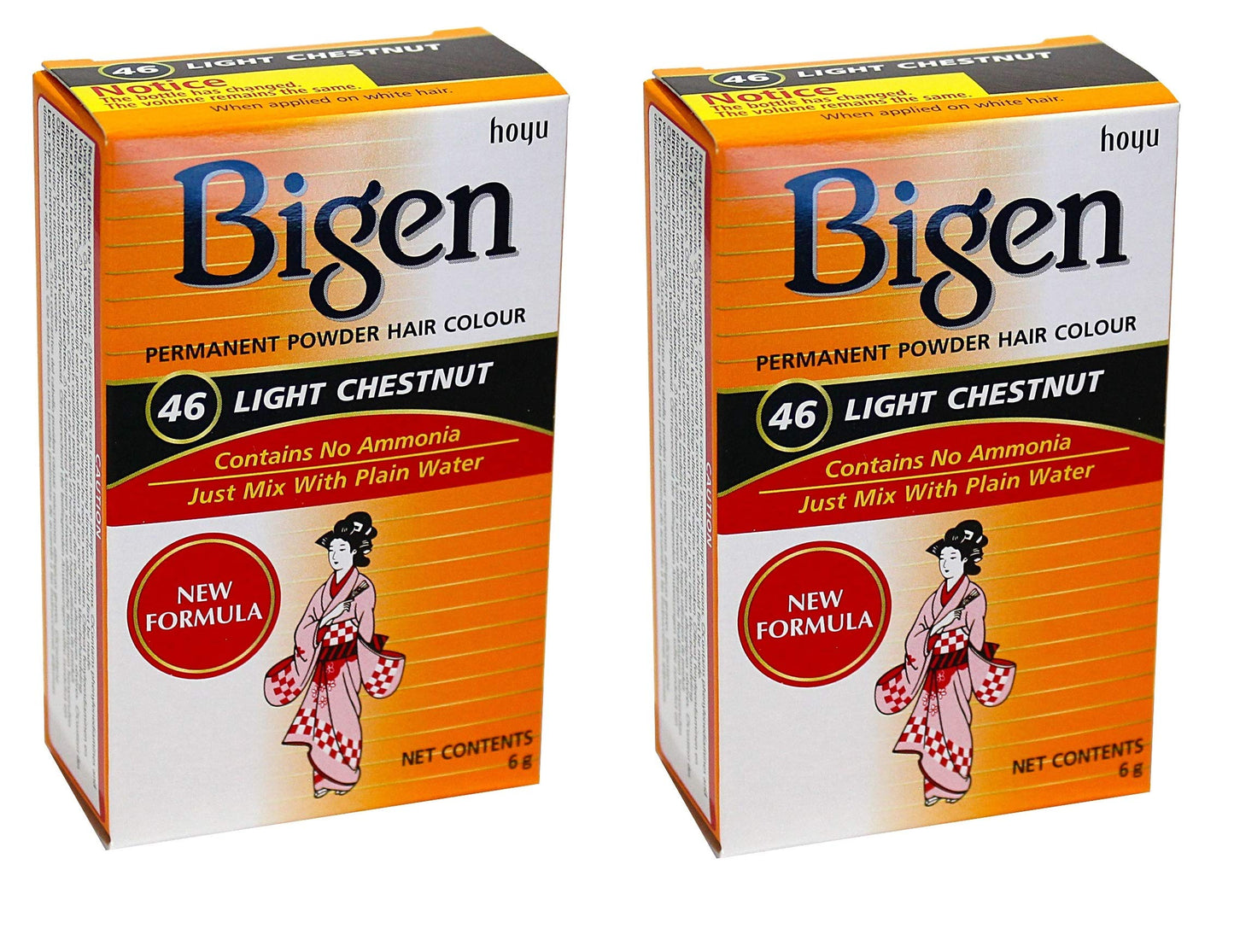 Bigen Powder Hair Color #46 Light Chestnut 0.21oz (2 Pack)