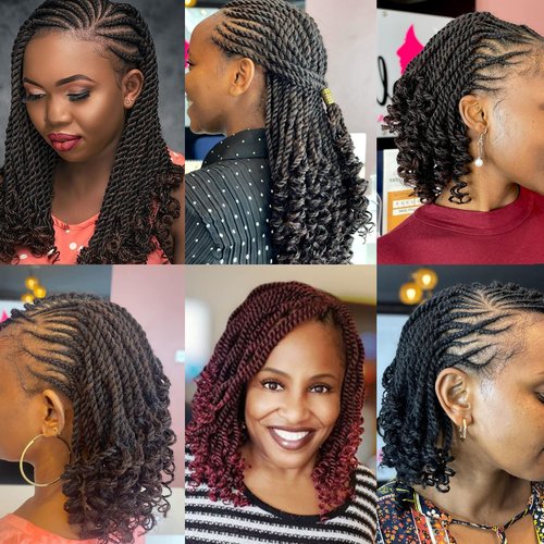 Leeven 14 Inch Wavy Senegalese Twist Crochet Hair with Curly Ends, 2 Packs Black Pre Looped Short Crochet Braids, Pre Twisted Small Hanava Twist, Synthetic Braiding Hair for Women Girl Kids