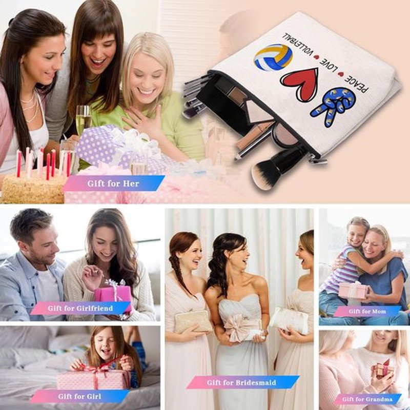 CEASQVAA Volleyball Inspirational Gifts for Women, Volleyball Stuff Gifts Makeup Cosmetic Bag for Women Volleyball Players Teams, Birthday Gifts for Her Travel Makeup Pouch