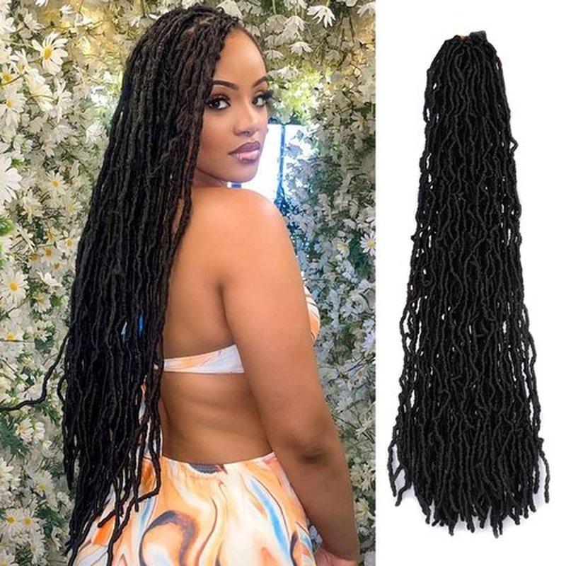 Paraglame Soft Locs 28 Inch New Faux Locs Crochet Hair 7 Packs Pre looped Crochet Locs Synthetic Hair Natural Black for Women(28Inch, 1B#)