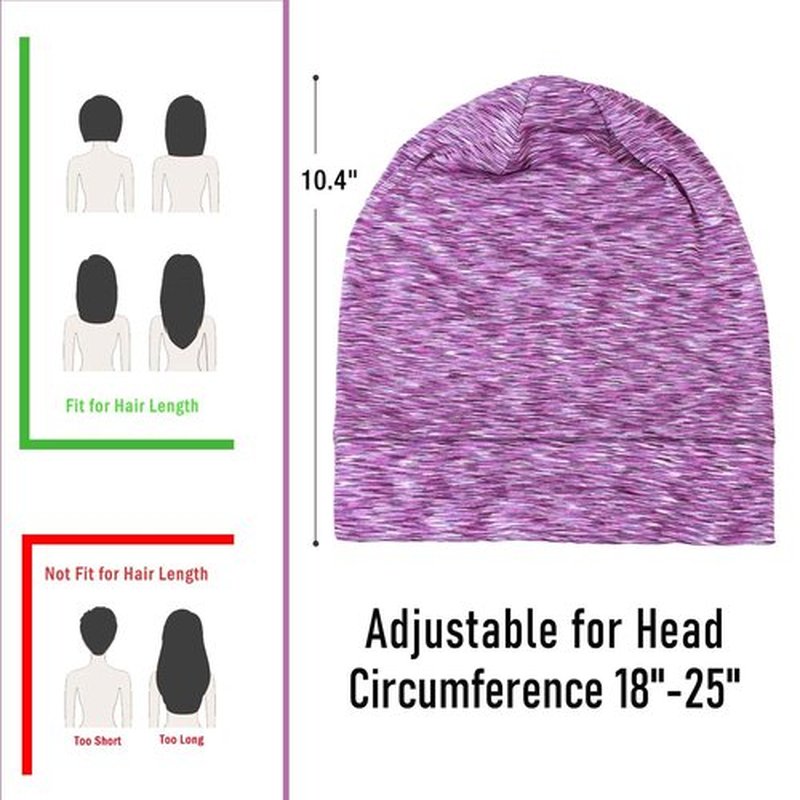 SOLZEK Real Silk Bonnet for Sleeping Hair Wrap Men Women Curly Adjustable Night Cap for Natural Hair Anti Frizz Stay on Double Layer 1Pcs (Purple)