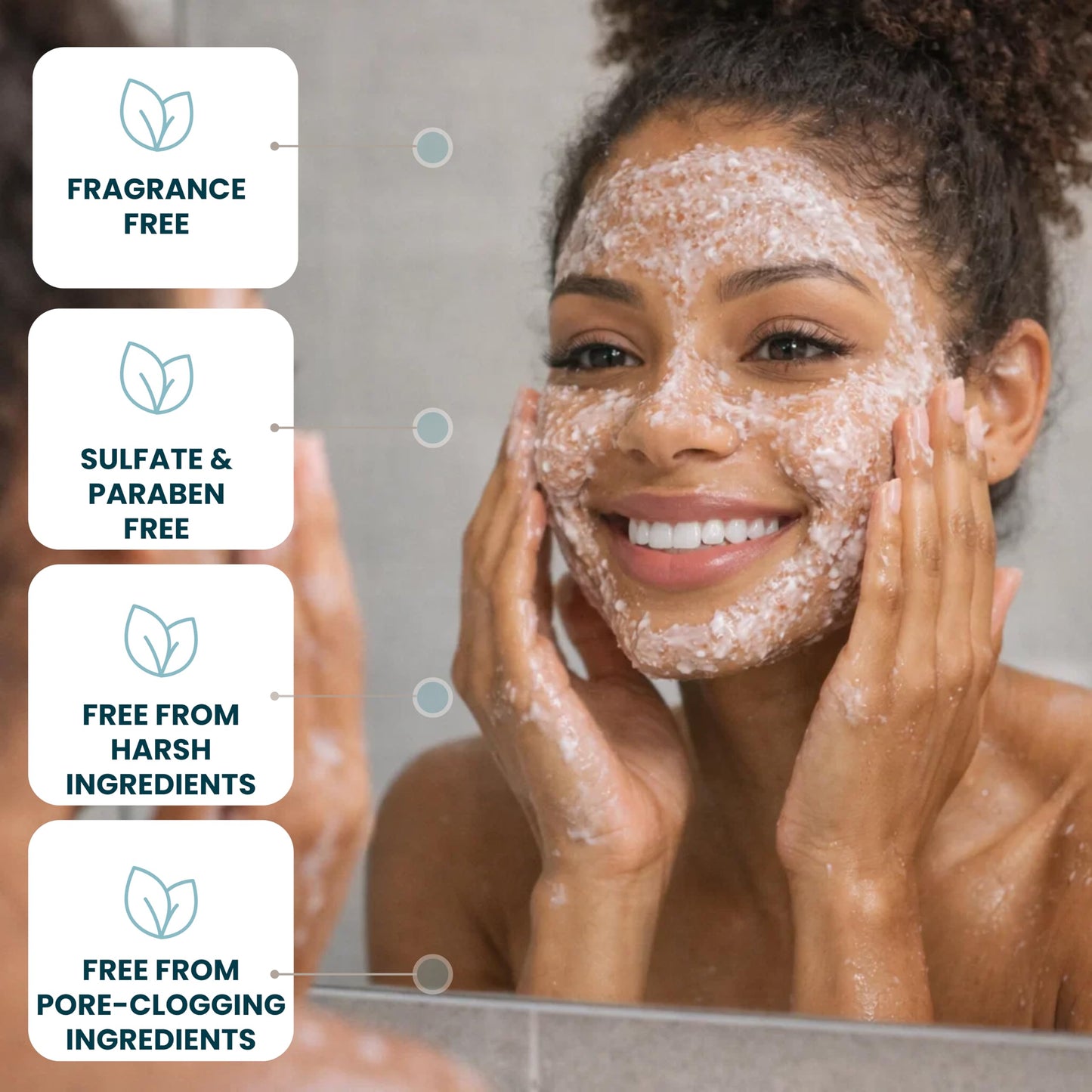 Non Irritating Facial Scrub Exfoliator for Sensitive and Oily Skin - Unscented Face Scrub Exfoliator - Safe for Acne Prone Skin - Gentle, Non Comedogenic, pH Balanced, 3.52 oz by Ouiloe