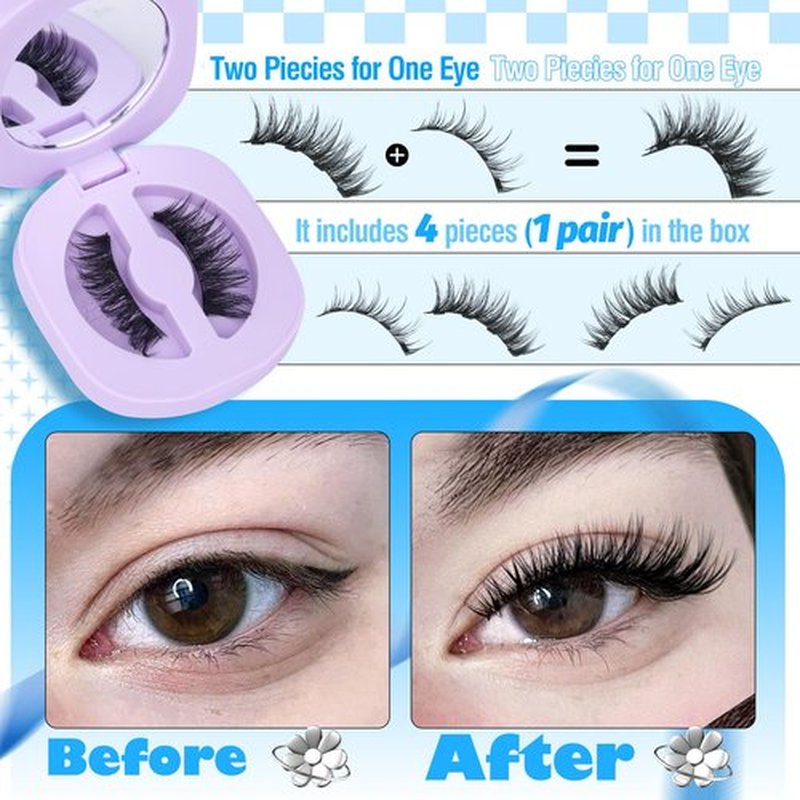 ALICE Reusable Magnetic Eyelashes without Eyeliner Fluffy Magnetic Lashes Kit with Magnetic Lash Applicator Wispy Fluffy Magnetic Eyelashes Kit No Glue Needed