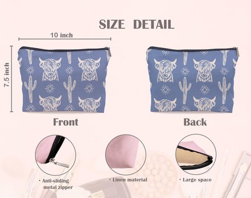 Lacosu Western Makeup Bag,Western Gifts For Women,Cow Makeup Bag,Cowgirl Stuff,Western Stuff For Women,Western Gifts,Cowgirl Gifts(COW F)