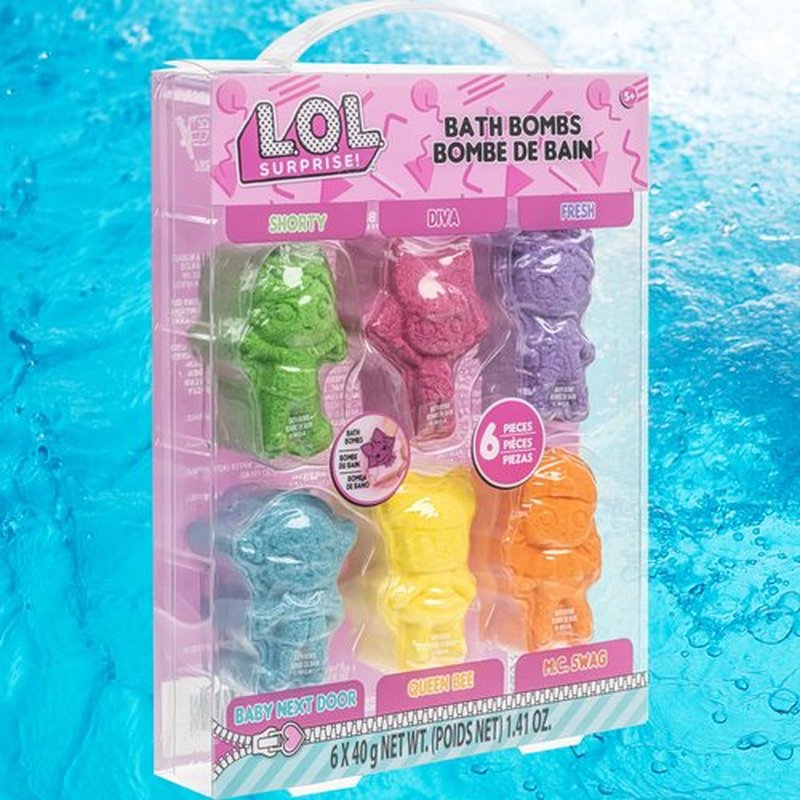 L.O.L. Surprise! 6 Piece Bath Bombs for Kids, Bubble Gum Scented, Bath Toys for Kids, Ages 3+, by Townley Girl