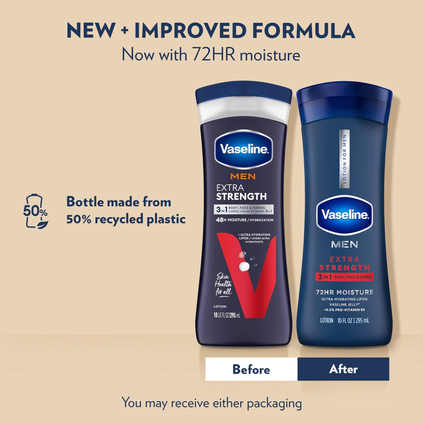 Vaseline Men Healing Moisture Hand and Body Lotion Extra Strength 10 oz