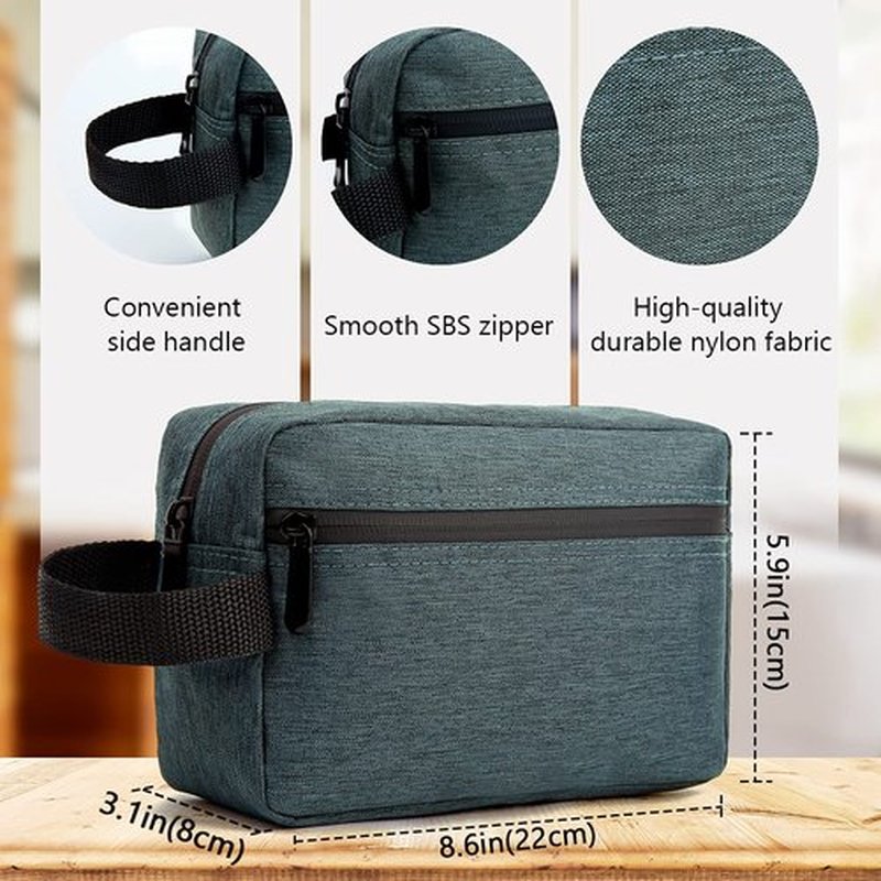 FUNSEED Travel Toiletry Bag for Women and Men, Water-resistant Shaving Bag for Toiletries Accessories, Foldable Storage Bags with Divider and Handle for Cosmetics Toiletries Brushes Tools (Gray)