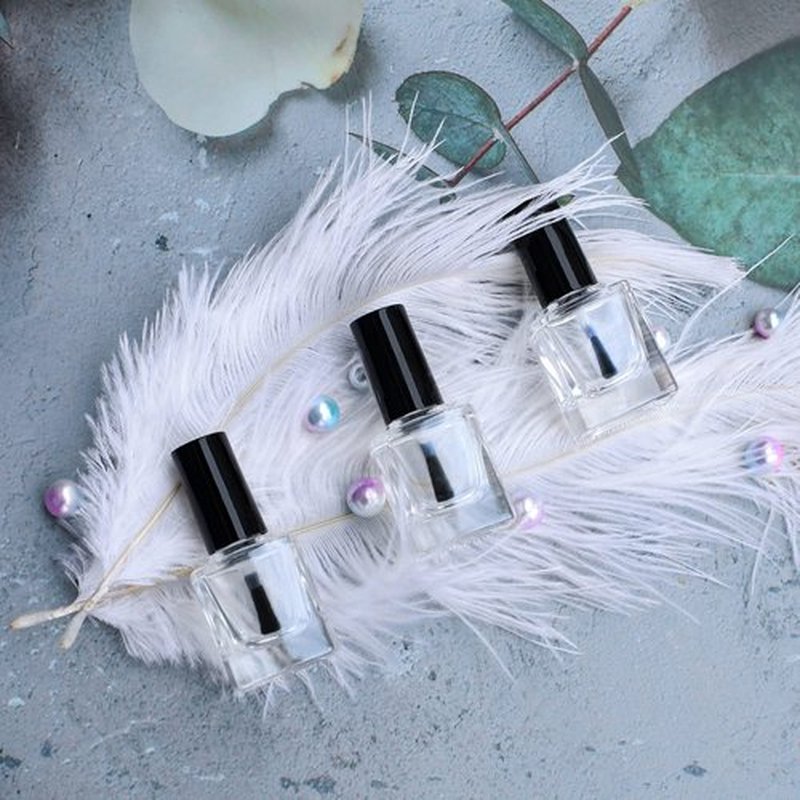 Agidea 6PCS Empty Nail Polish Bottles with Funnel, Empty Fingernail Polish Bottles Glass Rectangle with Brush & Mixing Balls Black (10ML)