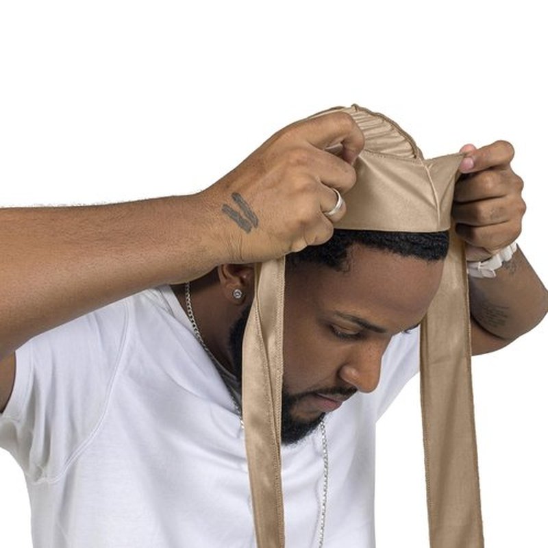 ForceWave Silky Durag for Men Wave Cap Satin Dorag for Men Women 360 Wave (Champagne)