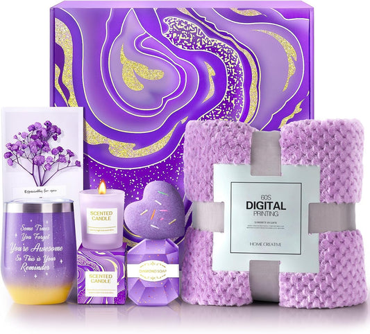 Self Care Gift Set for Women | Spa Basket with Blanket & Relaxation Essentials - Perfect Birthday Gift for Her