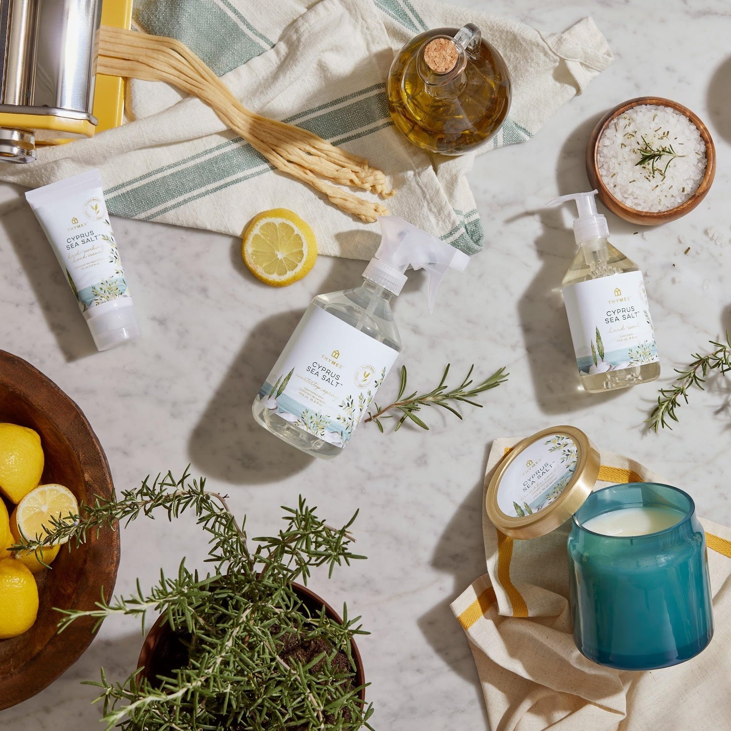 Thymes Hard-Working Hand Cream - Hand Moisturizer with Shea Butter, Sunflower Seed Oil & Pro-vitamin B5 - For Women & Men - Travel Size - Skin Care (Cyprus Sea Salt, 2.5 fl oz)