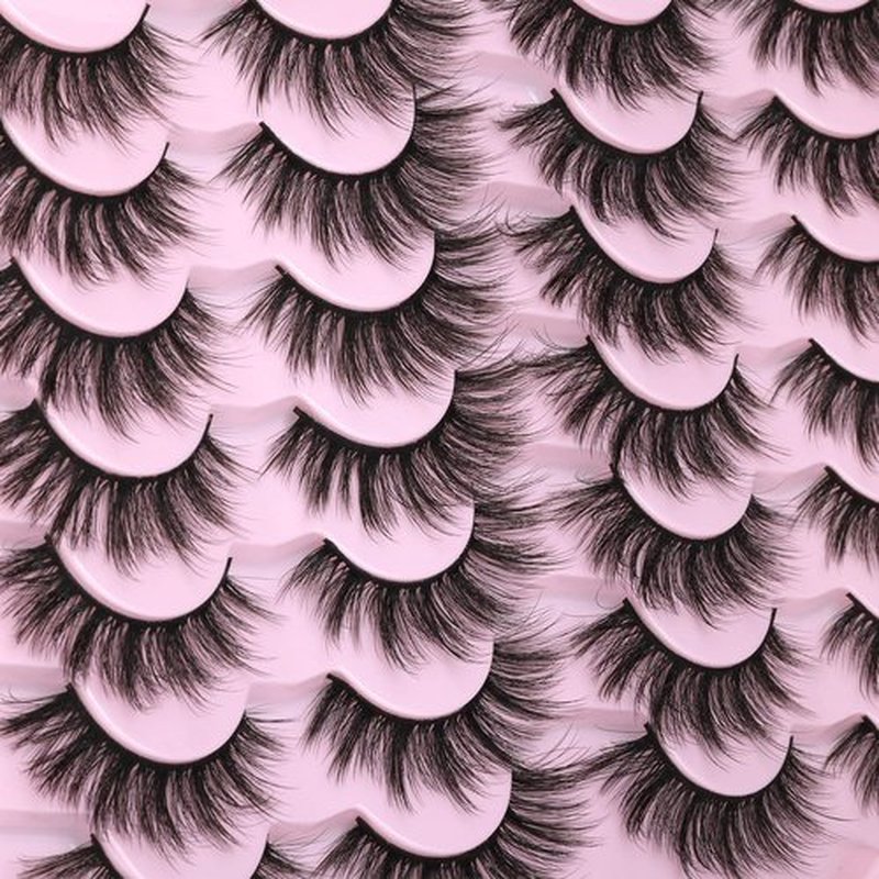 Eyelashes Natural Look Faux Mink Lashes Fluffy False Eyelashes Wispy Cat Eye Lashes Pack Strip Lashes by Kiromiro