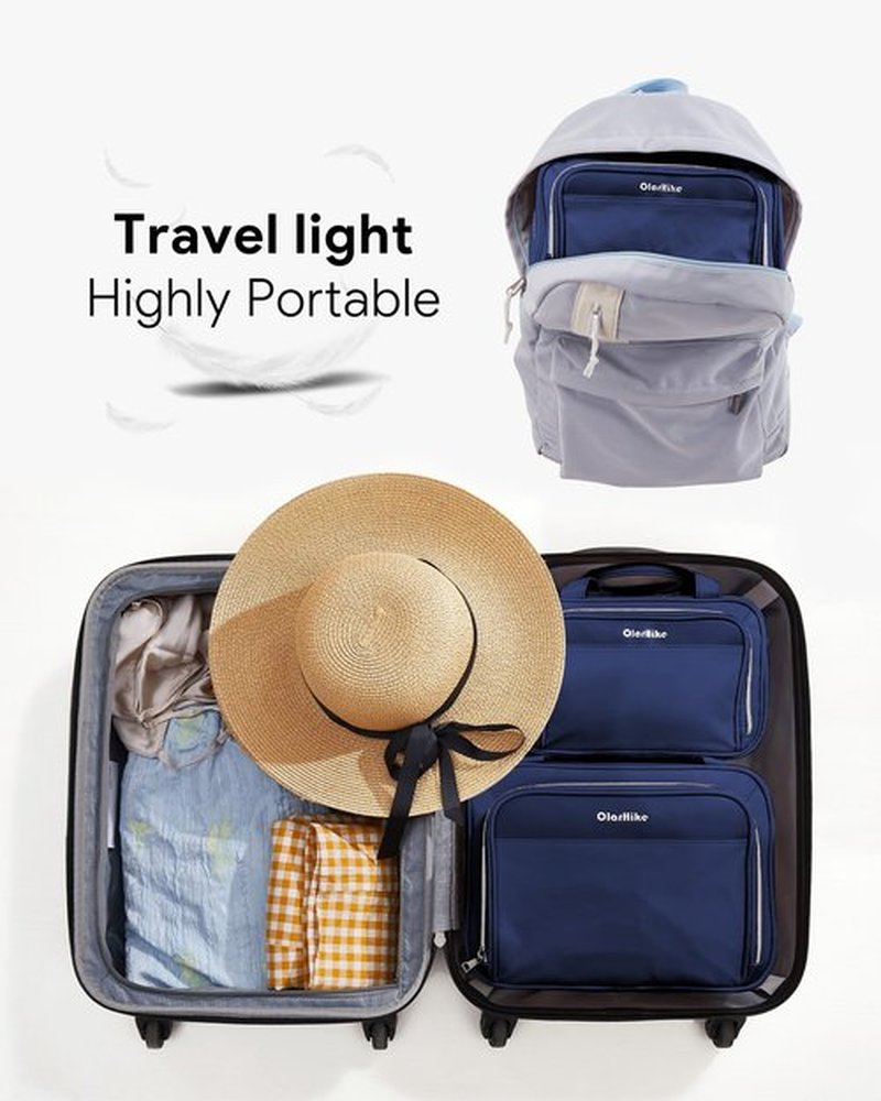 OlarHike Travel Toiletry Hanging Bag Waterproof Bags, Makeup, Toiletries, Jewelry, Travel Essentials 3 in 1 Packing Organizers, Cosmetic Travel-Sized Container, Medium Capacity for Women Blue