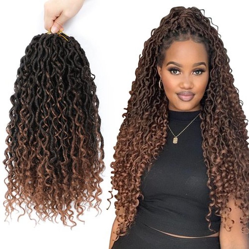 Goddess Locs Crochet Hair For Black Women 14 Inch 8 Packs Faux Locs Crochet Hair Crochet Locs Crochet Hair Pre Looped Soft Locs Crochet Hair River Locs With Curly Ends(1B/30#)