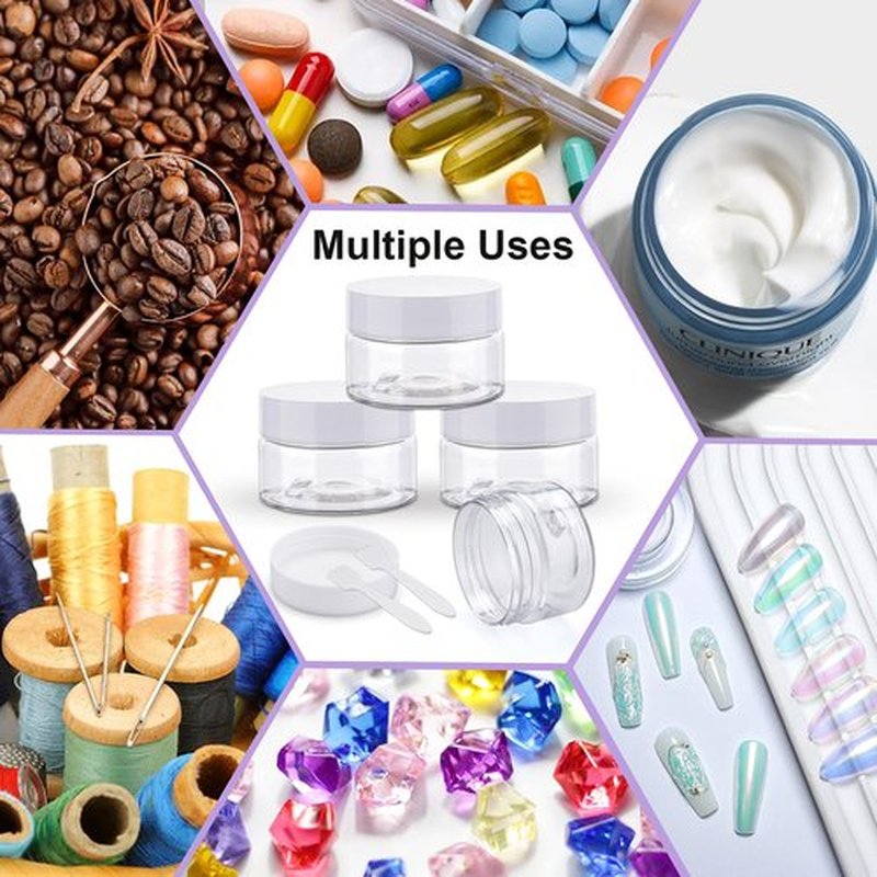 Cosywell Travel Jars Containers Plastic Cream Jars for Toiletries 1oz 4 Pack Empty Lotion Leak-proof & TSA Approved Bottles Accessories with Hard Sealed Lids for Cosmetic Makeup Face Cream (Clear)