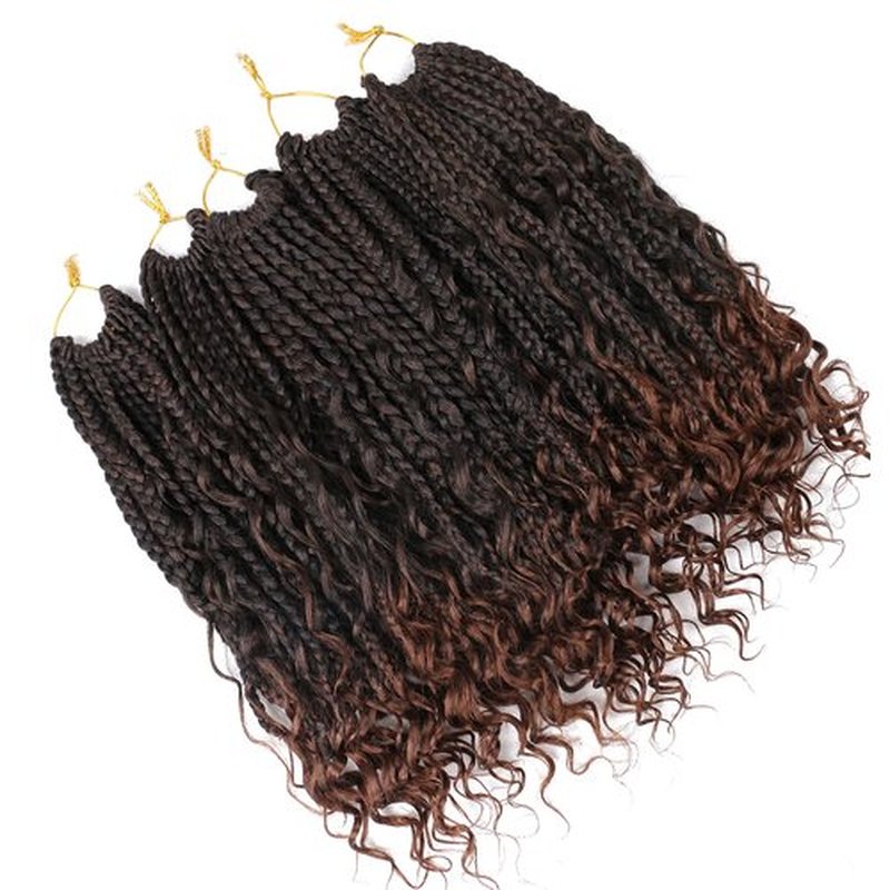 8 Pack Bohomian Box Braids Crochet Hair 12 Inch Crochet Box Braids Curly Ends Goddess Box Braids Crochet Hair Boho Box Braids Crochet Hair for Black Women Synthetic Hair Extensions T30