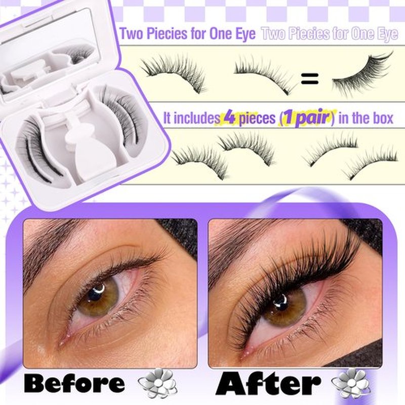 ALICE Upgrade Magnetic Eyelashes Kit Natural Wipy Magnetic Lashes without Eyeliner Magnetic Eyelashes with Applicator Easy to Wear and Remove No Glue Needed Magnetic Lashes Kit