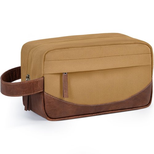 Ezday Travel Toiletry Bag for Men, Hanging Toiletry Organizer, Water Resistant Shaving Kit with Large Capacity for Travel Accessories - Brown