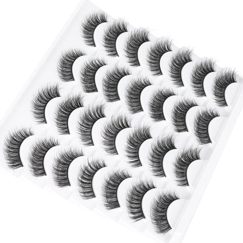 False Eyelashes Wispy Lashes Natural Fake Eyelashes Cat Eye Lashes that look like extensions Fluffy Mink Lashes Pack by TNFVLONEINS