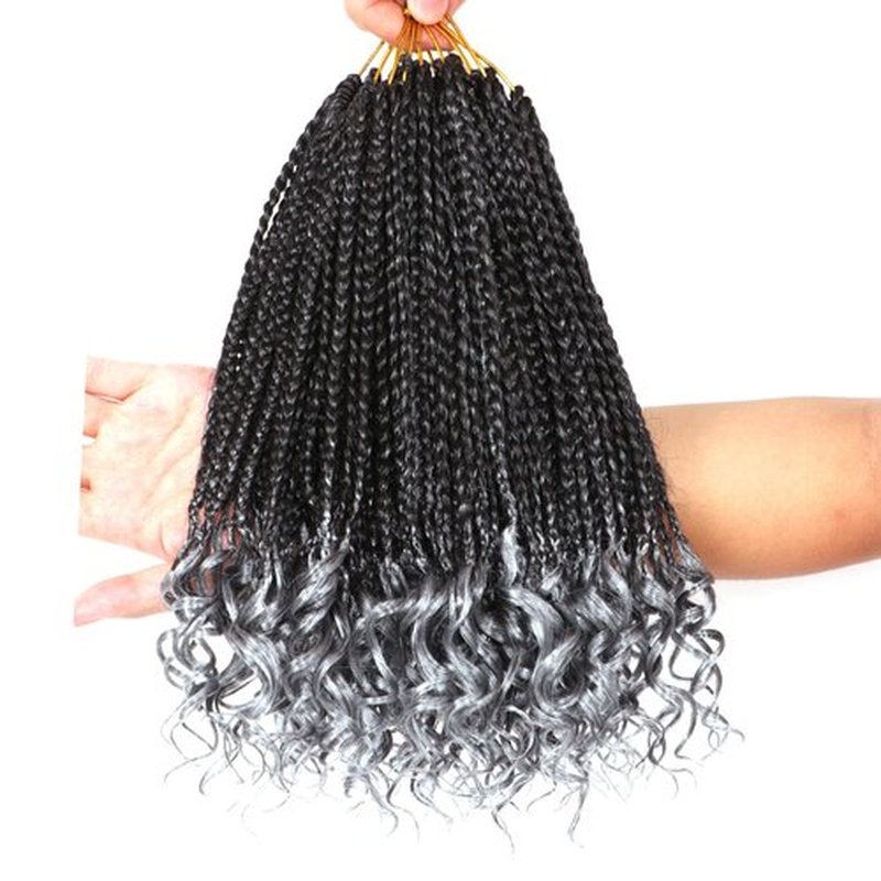7 Packs Goddess Box Braids Crochet Hair 10 Inch Crochet Braids with Curly Ends Bohemian Crochet Hair Hair for Black Women (10 Inch 7Pack, Tgray)