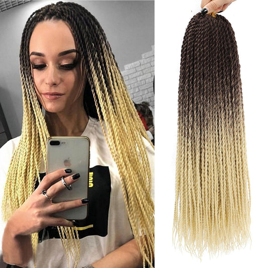 BEFUNNY Ombre Blonde Senegalese Twist Crochet Hair-5 Packs 18 Inch Senegalese Twist Crochet Braids For Women Human Hair,Pre Looped Crochet Braids, Colorful Twist Crochet Hair Extension(18in,T4/613#)