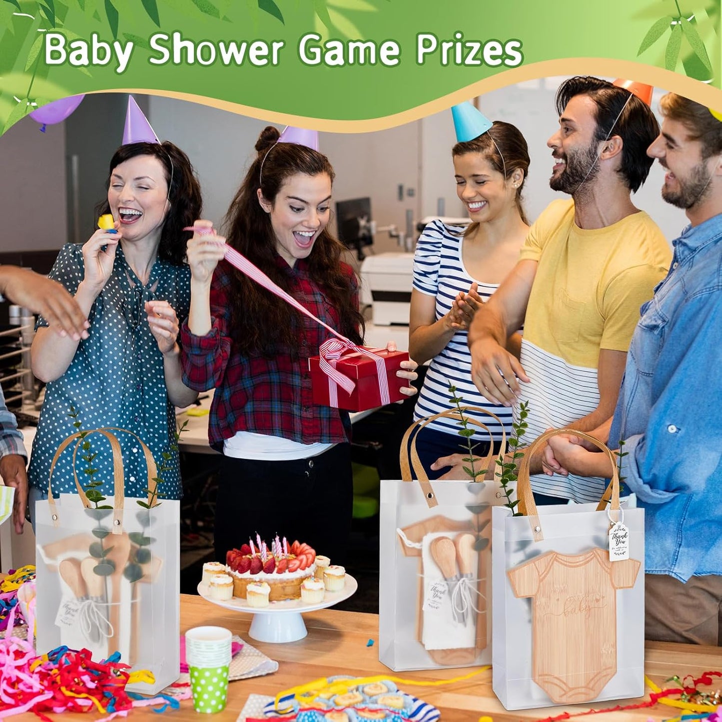 Bodysuit Shaped Cheese Board Set - Baby Shower Game Winner Prizes | Includes Spoons & Gift Bags (4 Sets)
