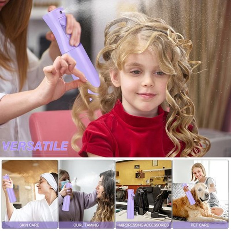 Continuous Spray Bottle for Hair (10.1oz/300ml) 2 Pack Mister Spray Bottles for Cleaning Empty Ultra Fine Water Mist Sprayer for Hairstyling Plant Garden Curly Hair Etc (Purple)