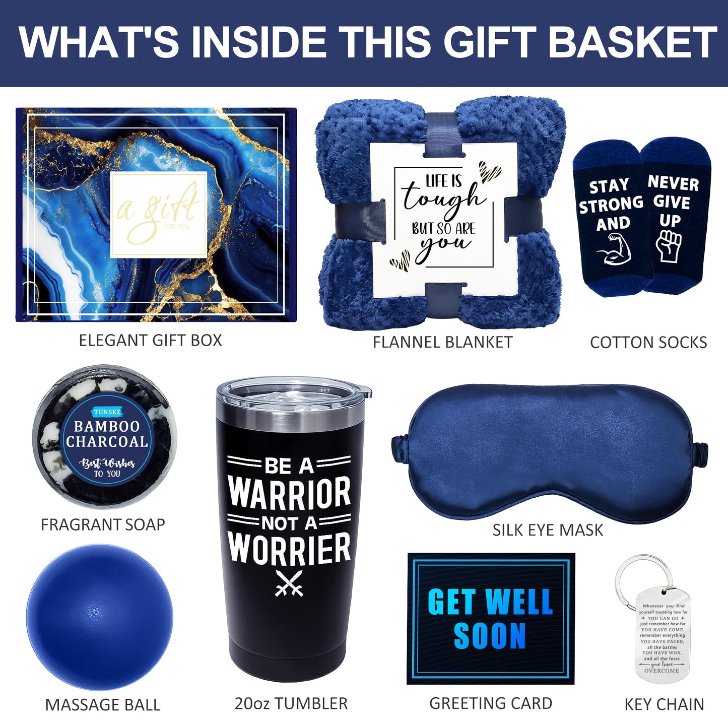 Get Well Soon Gifts for Men After Surgery Cancer- Chemo Care Package Get Well Gift Basket - Get Well Basket for Men Dad Friend Brother, Sympathy Thinking of You Feel Better Inspirational Gifts for Man