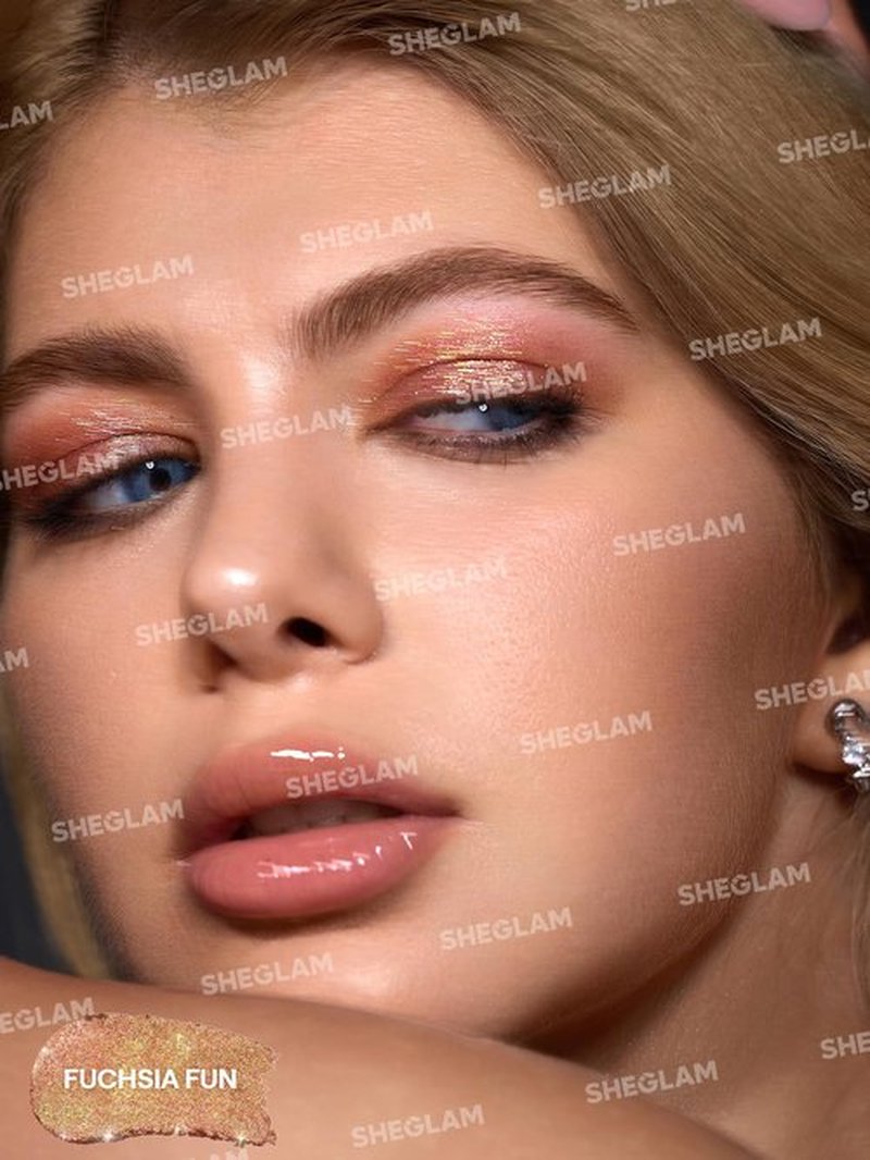 SHEGLAM Crystal Jelly Glaze Stick Eye Shadow Stick Eyeliner Brightener Pencil Crayon with Brush Easy to Blend Long Lasting Shimmer Eyeshadow Stick-Fuchsia Fun