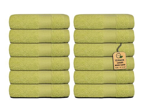 Premium Wash Cloths Pack of 12 (13" x 13" Inches)- 100% Combed Ring Spun Cotton WashCloth - Luxury Washcloths – Ultra Soft Face Towels - Highly Absorbent Wash Cloth for Face (Sage Green)