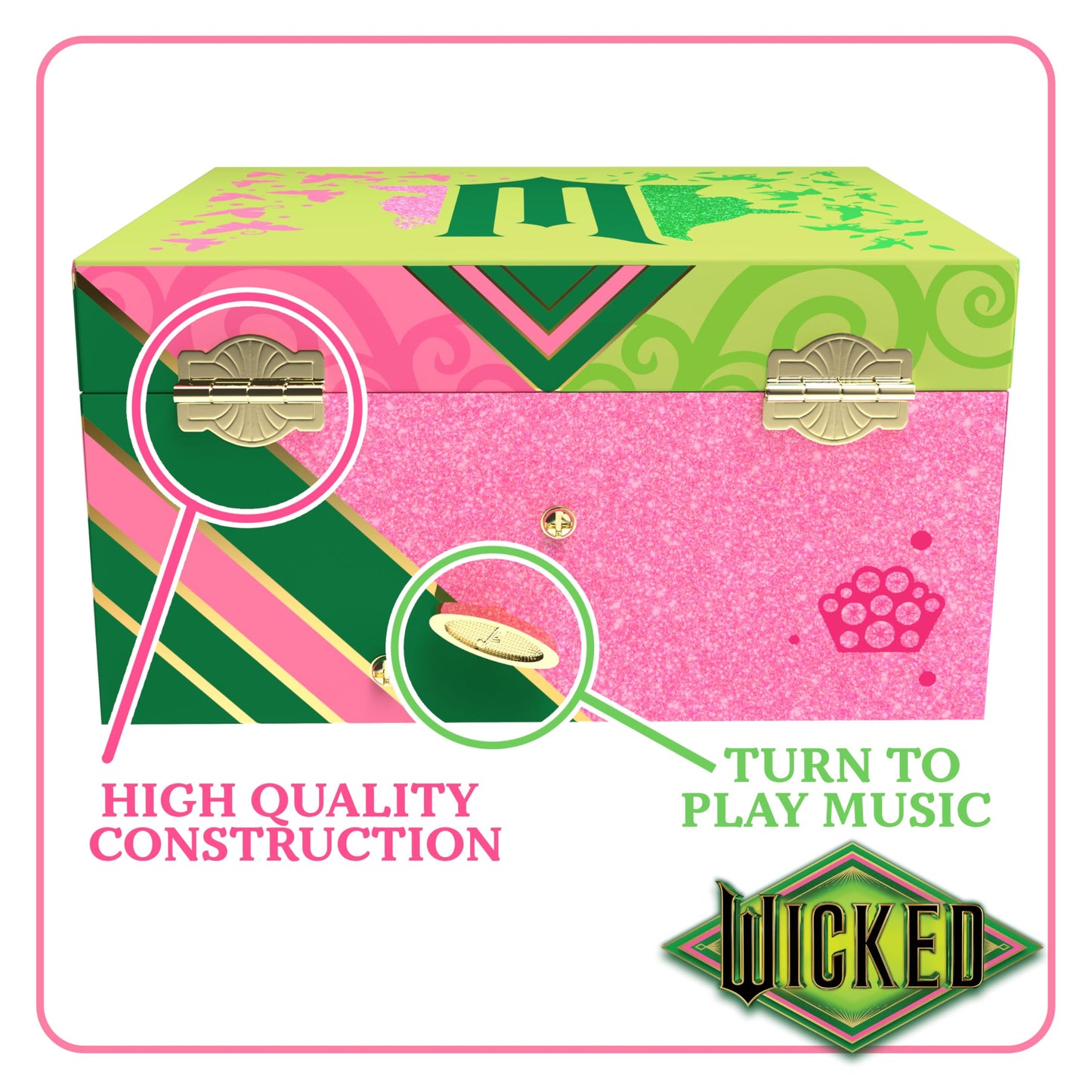 Mini Treasures Wicked Jewelry Box for Girls - Musical Jewelry Box with Spinning Figurine, Wicked Toys for Kids Ages 3-5