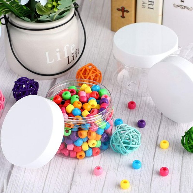 4 Pieces Round Clear Wide-mouth Leak Proof Plastic Container Jars with Lids for Travel Storage Makeup Beauty Products Face Creams Oils Salves Ointments DIY Making or Others (White, 6 Ounce)