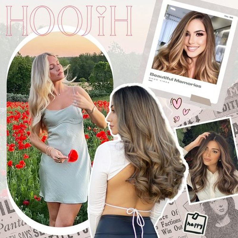 HOOJIH Hair Extensions, Clip in Hair Extensions 4PCS Hair Extension 14" Short Curly Clip on Hair Extensions Invisible Lace Weft Natural Soft Hairpieces for Women - Ombre Deep Blonde and Light Blonde