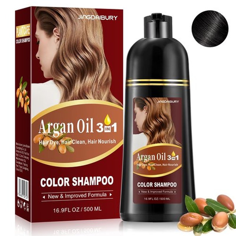 NCEPROHR Black Hair Dye Shampoo 3 in 1 for Gray Hair Coverage, Argan Oil Shampoo Para Pintar el Cabello, Black Shampoo Hair Dye for Women Men, Instant Hair Color Shampoo, Champu Para Canas 500ML