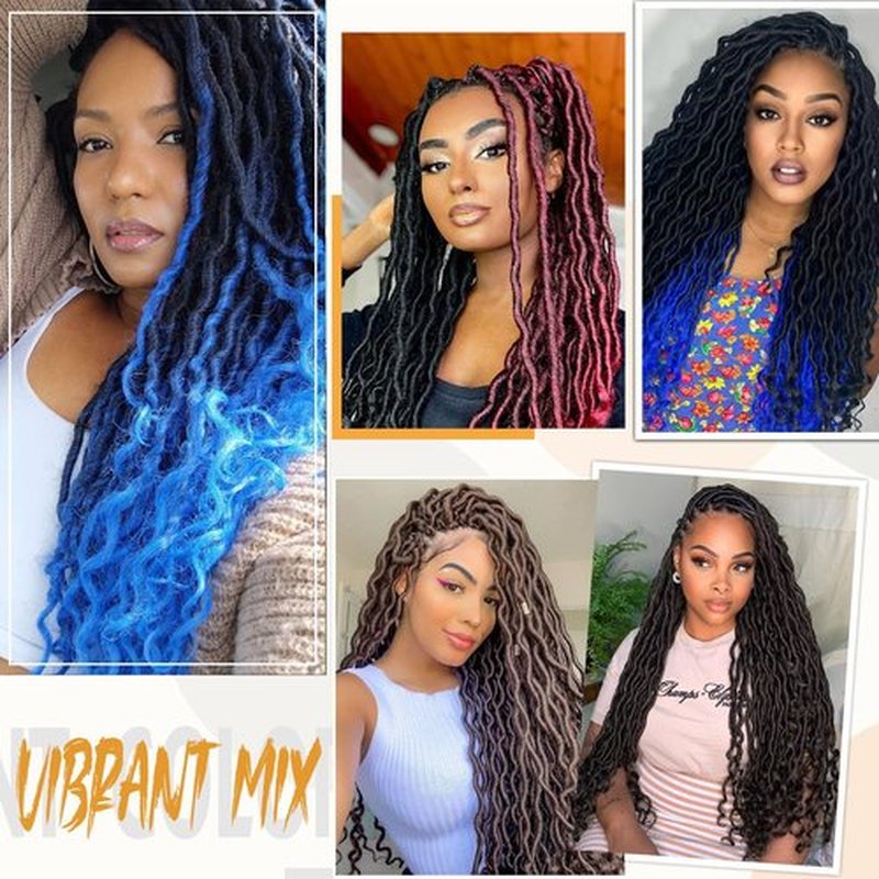 613 Goddess Locs Crochet Hair 18 Inch 6 Packs Faux Locs with Curly Ends Pre Looped Faux Locs Crochet Hair for Black Women Goddess Hair(18 Inch,6 Packs,#613)