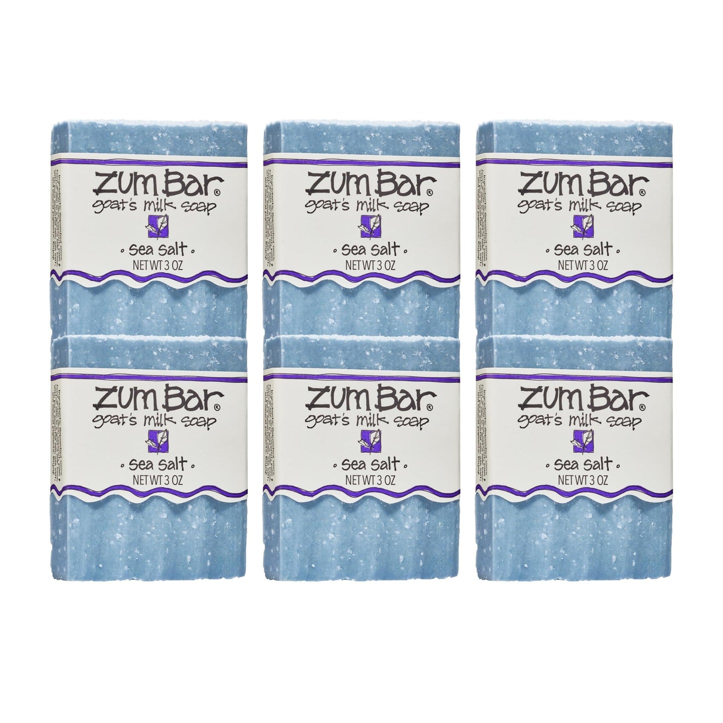 Zum Indigo Wild Goat's Milk Soap Bar - Bar Soap for Hands & Body Made with Essential Oils - 3 oz - Sea Salt (6 Pack)