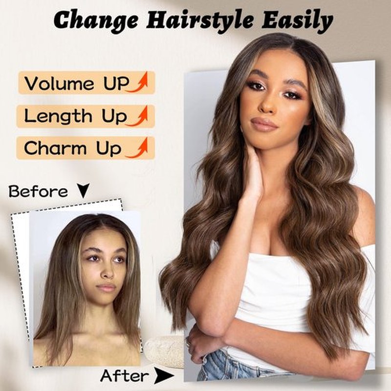 NAYOO Ombre Brown Wig 26 Inch Middle Part Wigs for Women Synthetic Hair Long Wavy Wig with Dark Roots for Daily Party/Halloween Use (Ombre Brown)