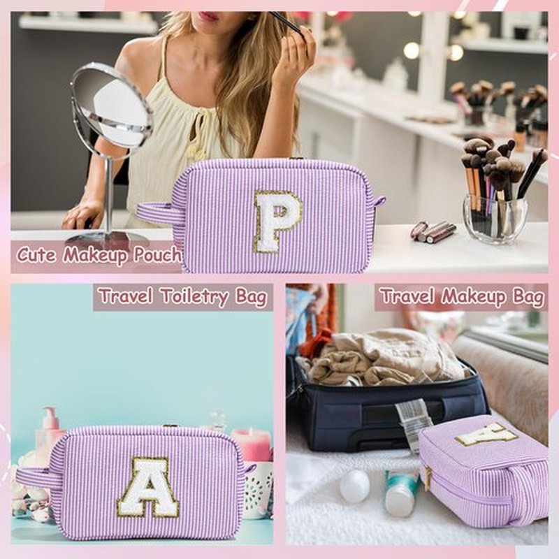 YOOLIFE Gifts for Women - Birthday Gifts for Women, Mother Day Gift, Teacher Appreciation Gifts, Gifts for Best Friend, Graduation Gifts, Personalized Gifts for Women, Monogram Initial Makeup Bag A