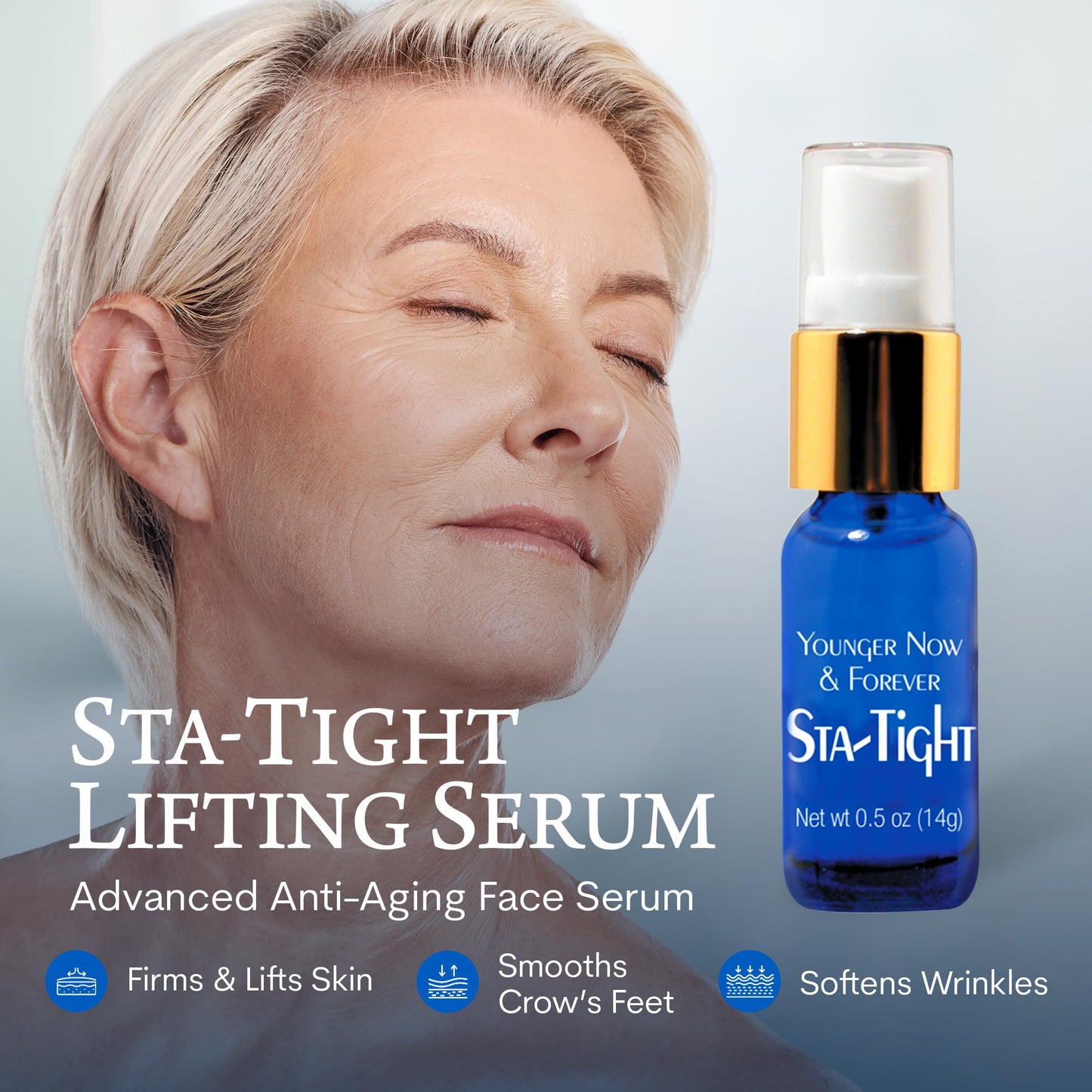 Biologic Sta-Tight Anti Aging Serum – Smoothing Face Serum for Women for Wrinkles and Fine Lines Around Eyes, Mouth & Forehead - Lifting & Firming Formula – 0.5 Fl Oz - Pack of 3