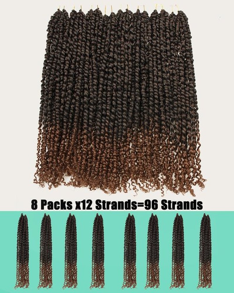 MISS SULA 20 Inches 8 Packs Pre Looped Passion Twist Crochet Hair for Black Women-Ombre Brown,Super Long Hair Extensions Braided by Synthetic Spring Kinky Twist Curls Ends(20"-8 Packs,T30)