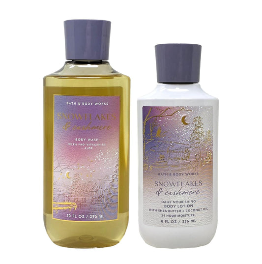 Bath and Body Works Gift Set of 10 oz Shower Gel and 8 oz Lotion (Snowflakes & Cashmere) (BB87462390)