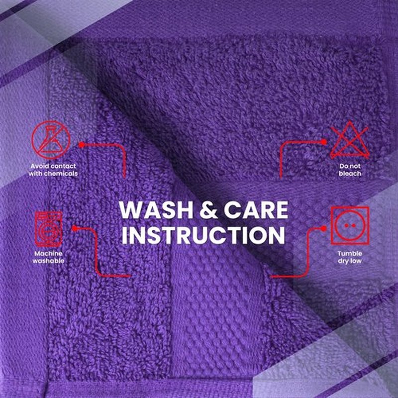 Infinitee Xclusives Premium Wash Cloths for Showering [13x13] – 100% Cotton Washcloths [Pack of 12], Soft and Absorbent Face Towels for Bathroom Wash Clothes, Gym, and Spa |Profound Purple|